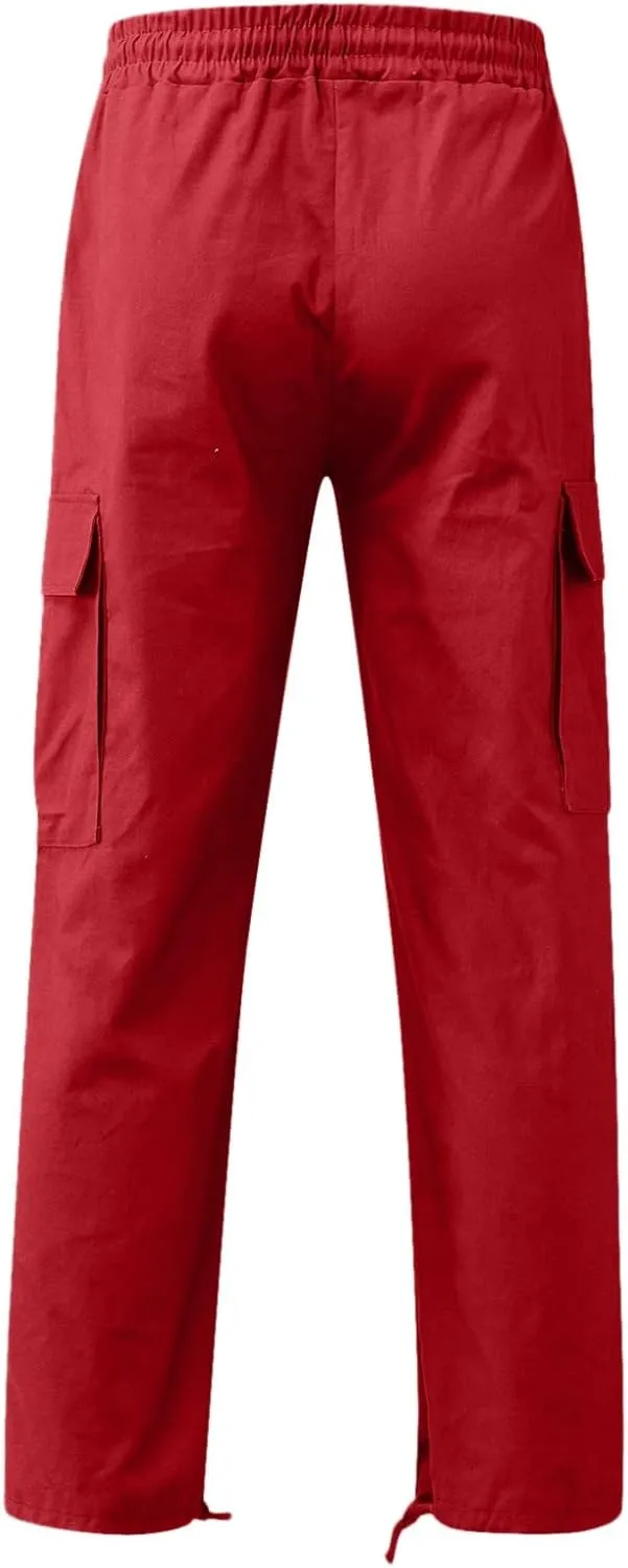 Men's Outdoor Cargo Pants Lightweight Relaxed Fit Tactical Hiking Jogger Classic Multi Pockets Fashion Trousers