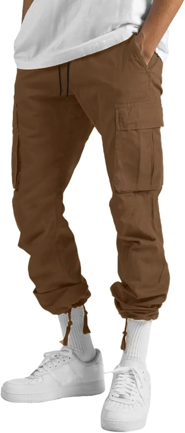 Men's Outdoor Cargo Pants Lightweight Relaxed Fit Tactical Hiking Jogger Classic Multi Pockets Fashion Trousers