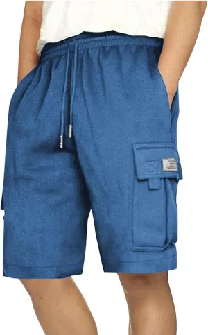 Mens Shorts Chino Drawstring Active Elastic Waist Relaxed Short with Pockets