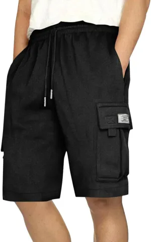Mens Shorts Chino Drawstring Active Elastic Waist Relaxed Short with Pockets