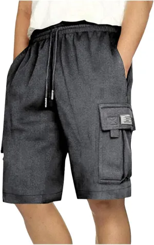 Mens Shorts Chino Drawstring Active Elastic Waist Relaxed Short with Pockets