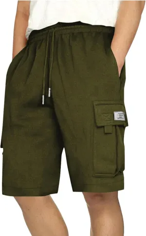 Mens Shorts Chino Drawstring Active Elastic Waist Relaxed Short with Pockets