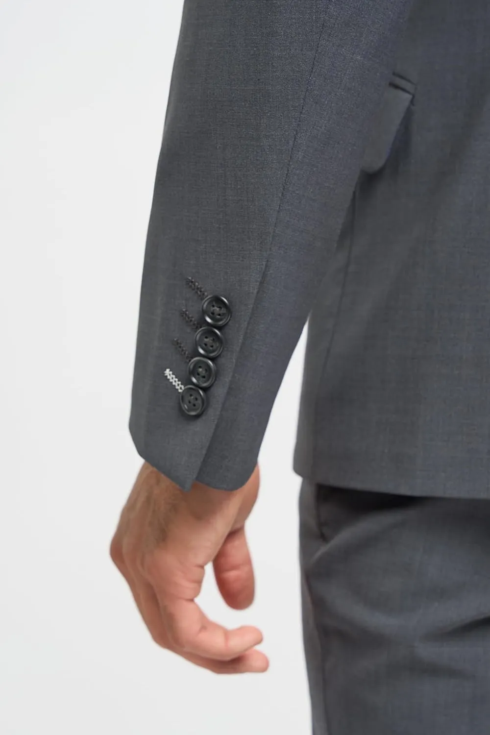 Mens Slim Fit Wool Blend Formal Charcoal Gray Suit Wedding Business Tailored Premium 3 Piece Set