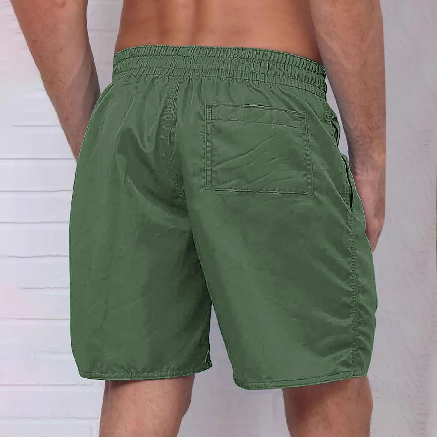 Men's Summer Beach Shorts Lightweight Elastic Waist Drawstring Casual Shorts with Pockets 5'' Twill Chino Golf Shorts