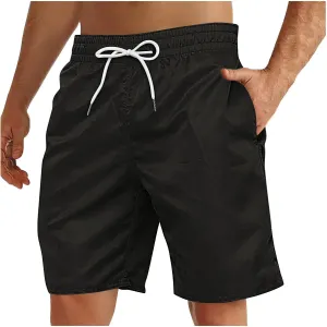 Men's Summer Beach Shorts Lightweight Elastic Waist Drawstring Casual Shorts with Pockets 5'' Twill Chino Golf Shorts