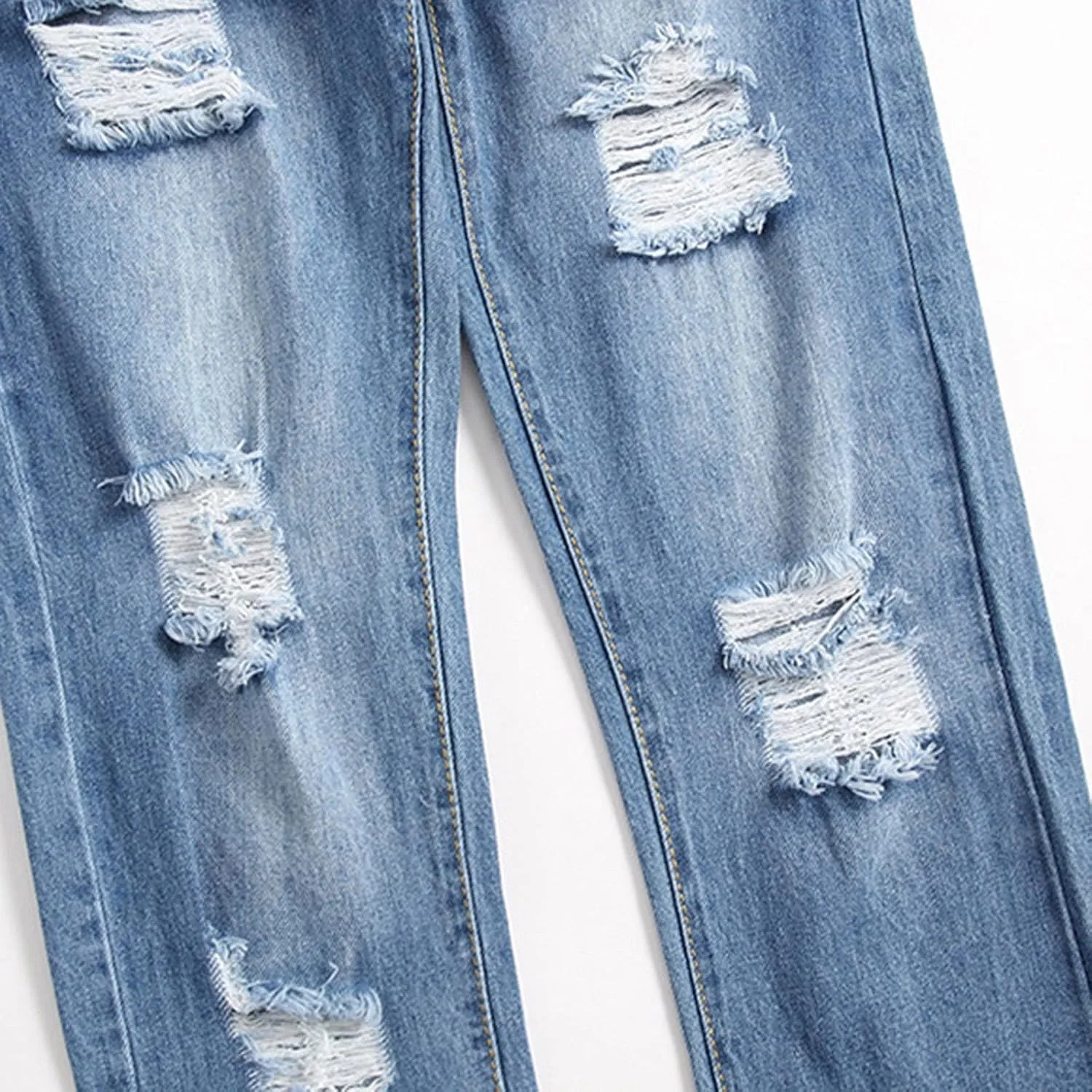 Mens Trend Ripped Jeans Distressed Hipster Street Straight Leg Plus Size Denim Pants Relaxed Fit Stretch Skinny Classic Jean