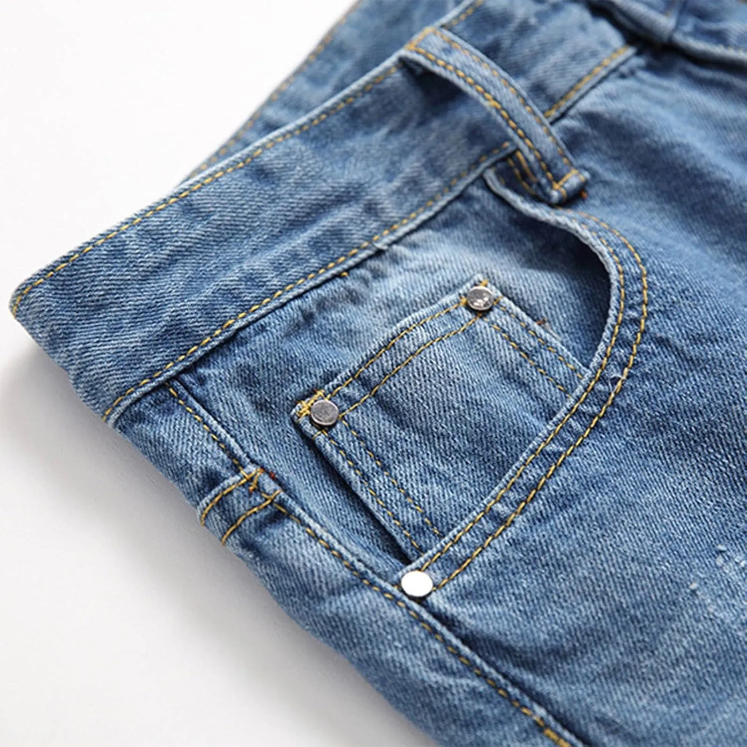 Mens Trend Ripped Jeans Distressed Hipster Street Straight Leg Plus Size Denim Pants Relaxed Fit Stretch Skinny Classic Jean