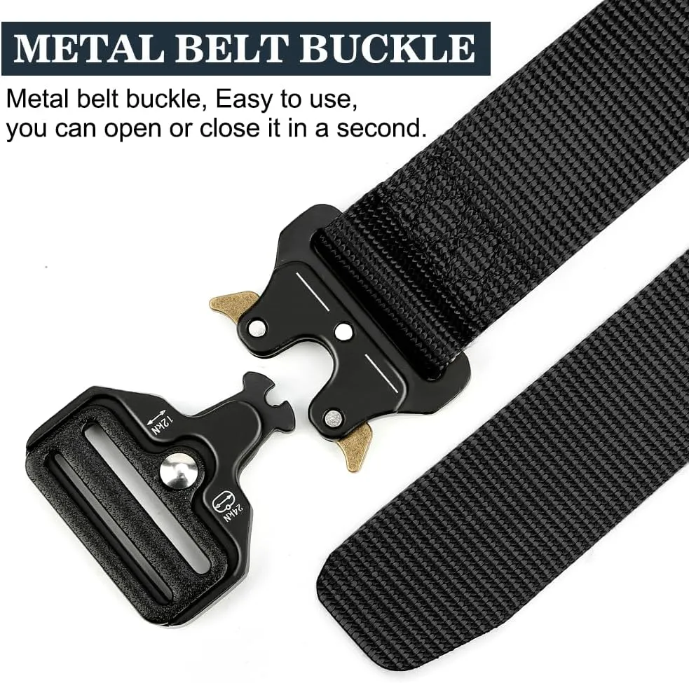 Military Belt, Men Tactical Belt with Quick Release Metal Buckle Ideal for military training and outdoor, police belts
