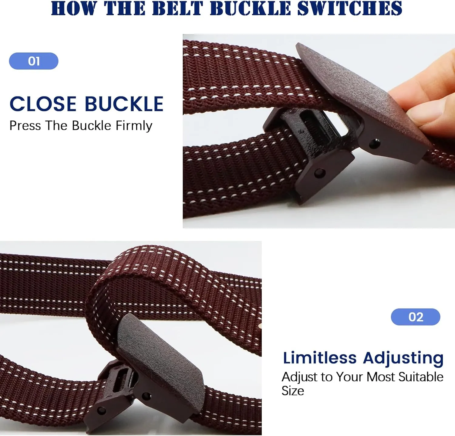 Military Tactical Nylon Mens Belt - Adjustable Web Belts with Non-Metal Buckle for Outdoor Sports, Training, 59 Inches Length