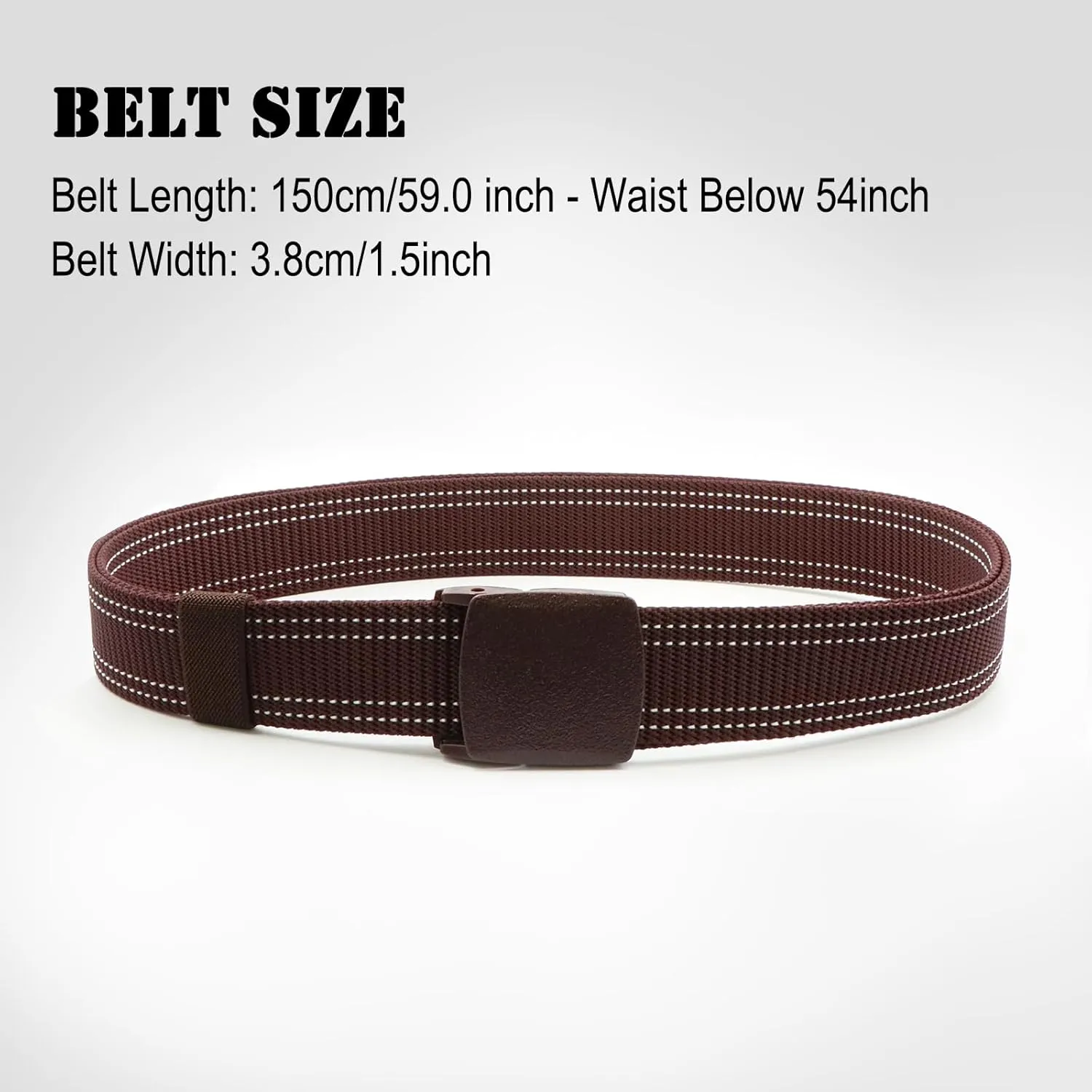Military Tactical Nylon Mens Belt - Adjustable Web Belts with Non-Metal Buckle for Outdoor Sports, Training, 59 Inches Length