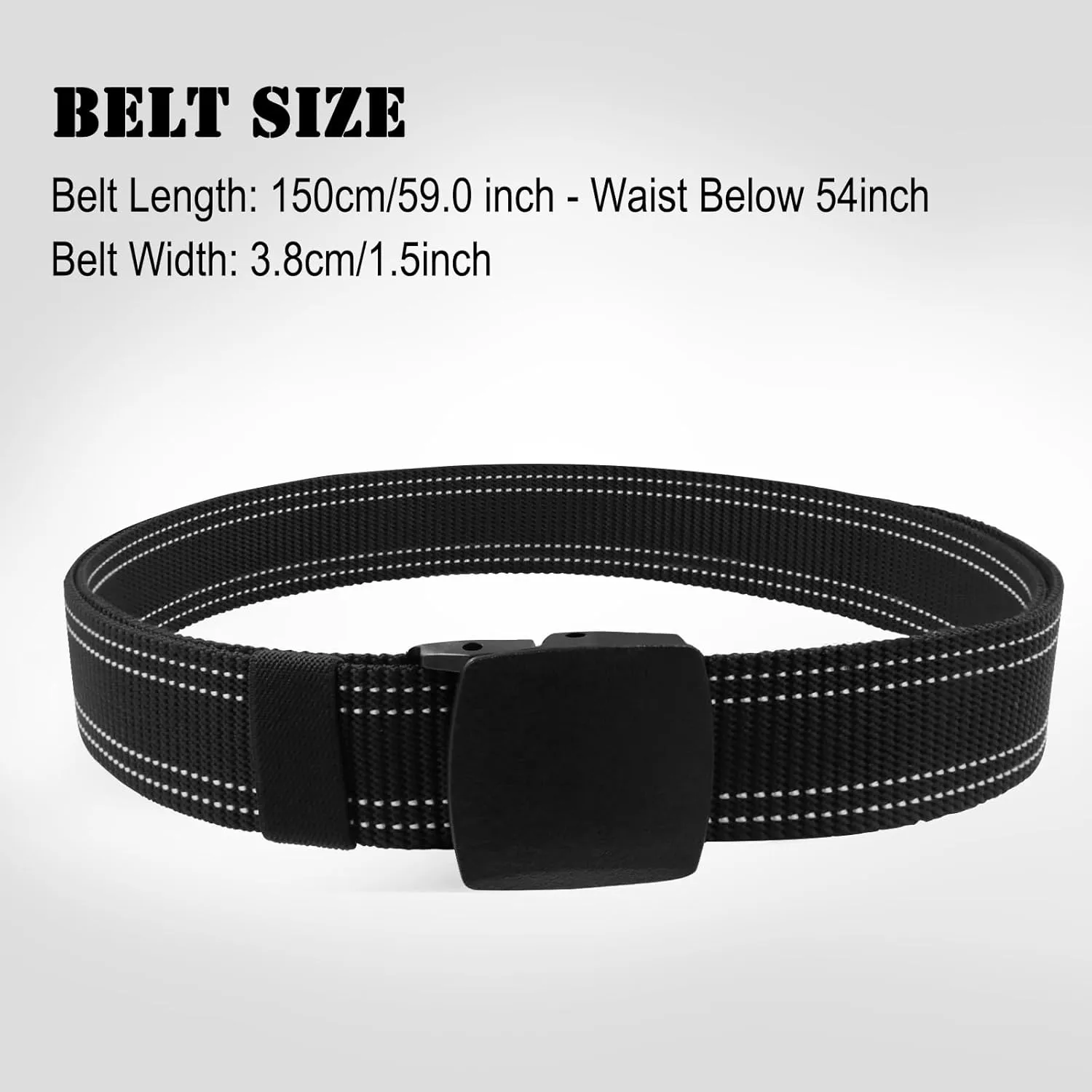 Military Tactical Nylon Mens Belt - Adjustable Web Belts with Non-Metal Buckle for Outdoor Sports, Training, 59 Inches Length