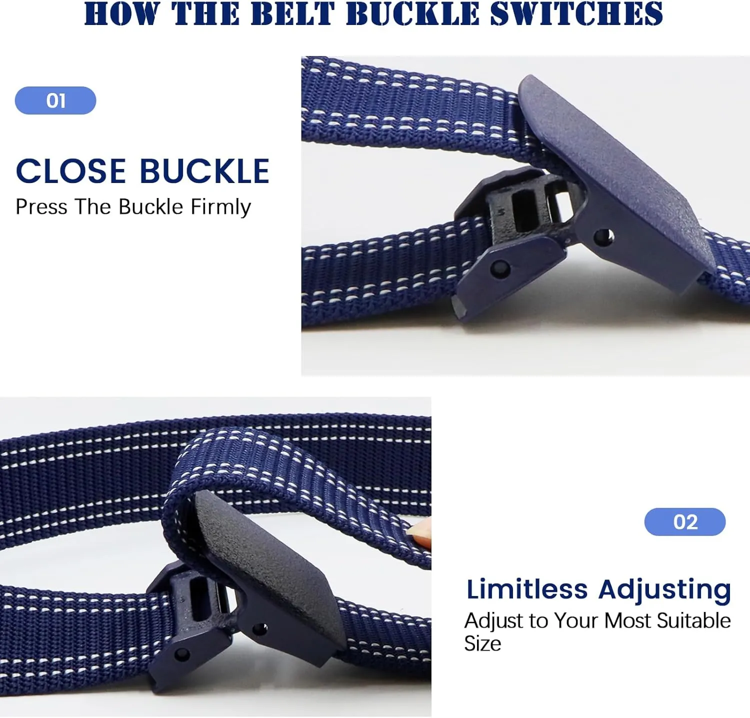 Military Tactical Nylon Mens Belt - Adjustable Web Belts with Non-Metal Buckle for Outdoor Sports, Training, 59 Inches Length