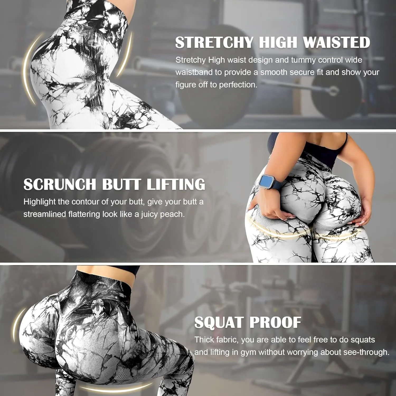 MOHUACHI Women Scrunch Butt Lifting Leggings for Women Seamless High Waisted Workout Yoga Pants Gym Booty Tights