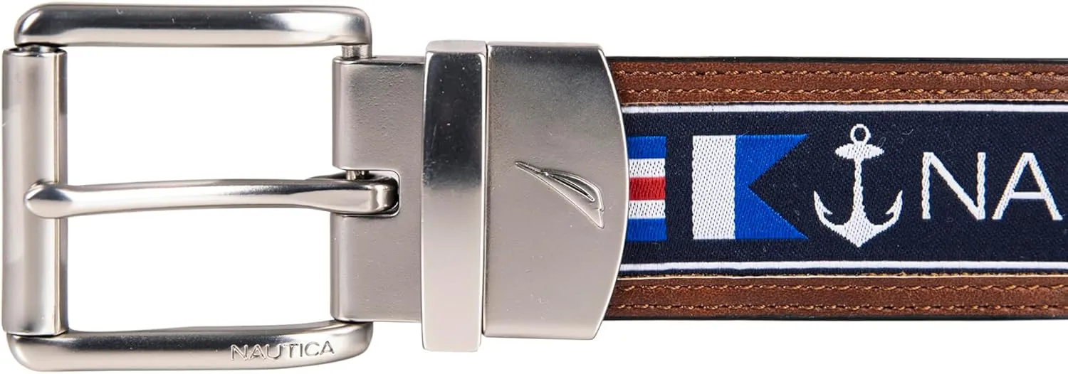 Nautica Men's Reversible Leather Belt | 2-in-1 | Classic | Everyday | Business | Work | Dress | Casual | Metal Buckle