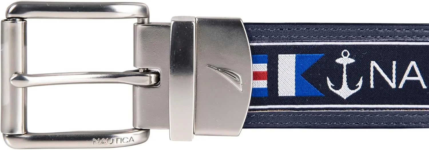 Nautica Men's Reversible Leather Belt | 2-in-1 | Classic | Everyday | Business | Work | Dress | Casual | Metal Buckle