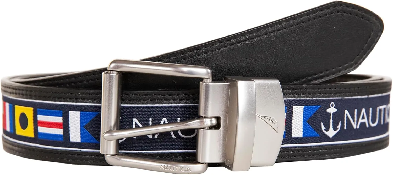 Nautica Men's Reversible Leather Belt | 2-in-1 | Classic | Everyday | Business | Work | Dress | Casual | Metal Buckle