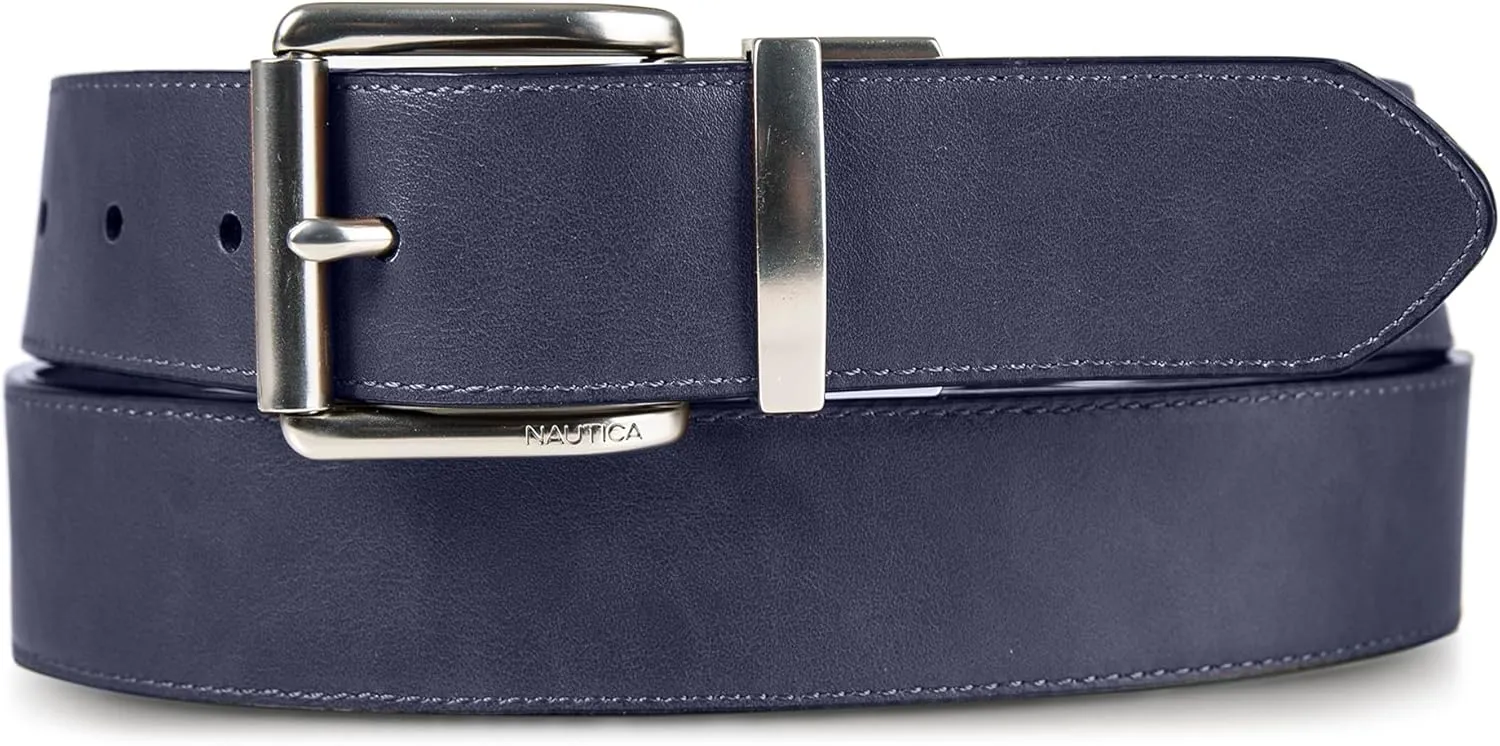 Nautica Men's Reversible Leather Belt | 2-in-1 | Classic | Everyday | Business | Work | Dress | Casual | Metal Buckle