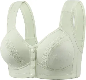 New Front Buckle Without Ring Button Vest Type Middle and Elderly Underwear Lace Large Women Bras