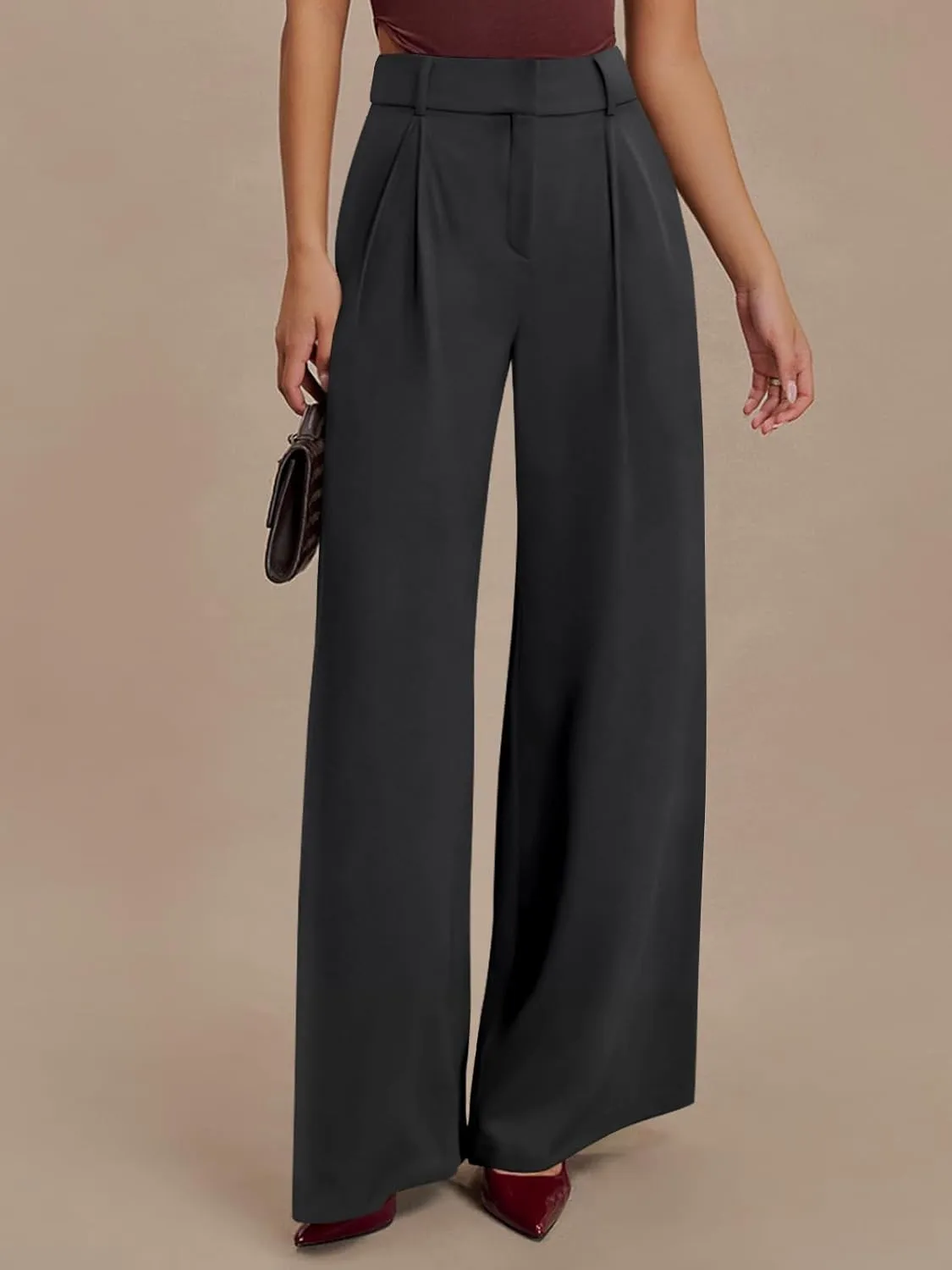 NIMIN High Waisted Dressy Pants for Women Straight Leg Business Casual Work Trousers Office Slacks with Pockets
