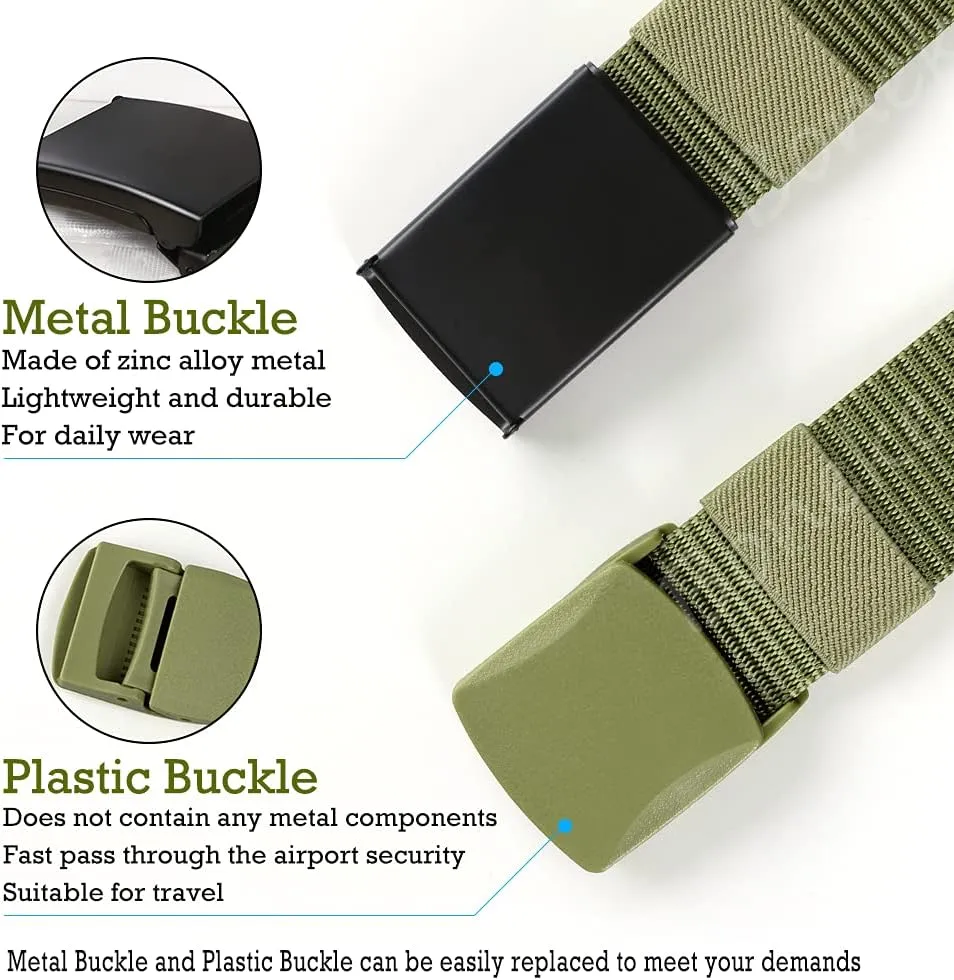 Nylon Belt, Men Military Tactical Breathable Belts, fast through the airport security, Metal Buckle Plastic Buckle