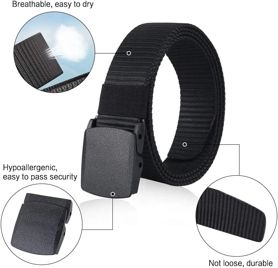 Nylon Belts for Men 1.5inch Military Tactical Belt Adjustable Slide Plastic Buckle Web Canvas Belt Outdoor