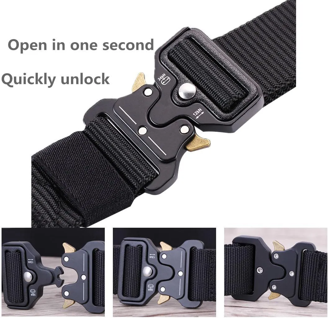 Nylon Belts for Men 1.5inch Military Tactical Belt Adjustable Slide Plastic Buckle Web Canvas Belt Outdoor