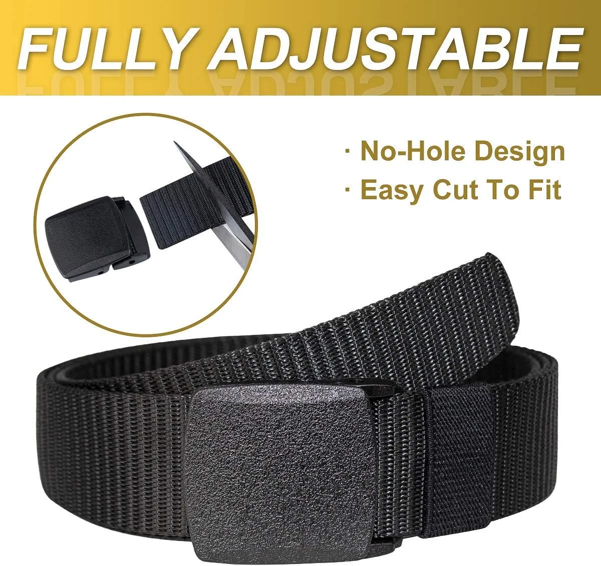 Nylon Belts for Men 1.5inch Military Tactical Belt Adjustable Slide Plastic Buckle Web Canvas Belt Outdoor