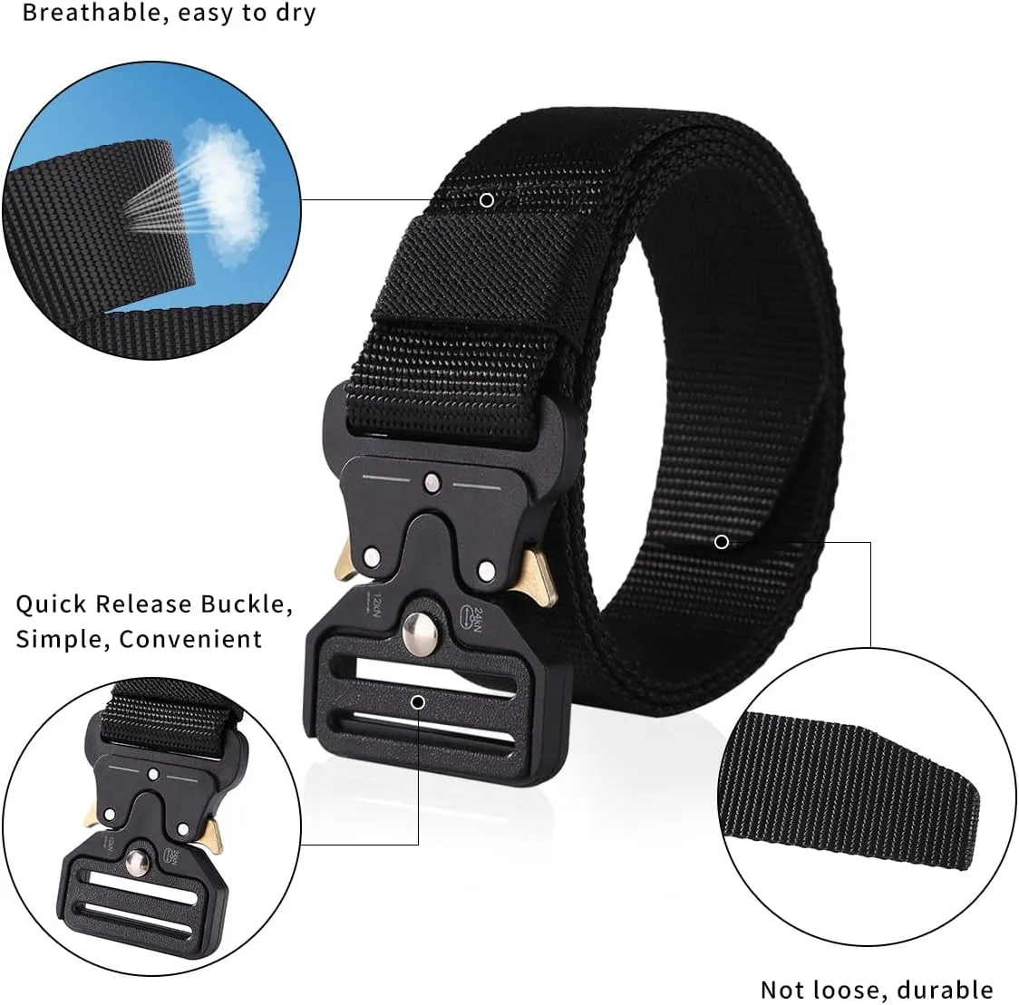 Nylon Belts for Men 1.5inch Military Tactical Belt Adjustable Slide Plastic Buckle Web Canvas Belt Outdoor