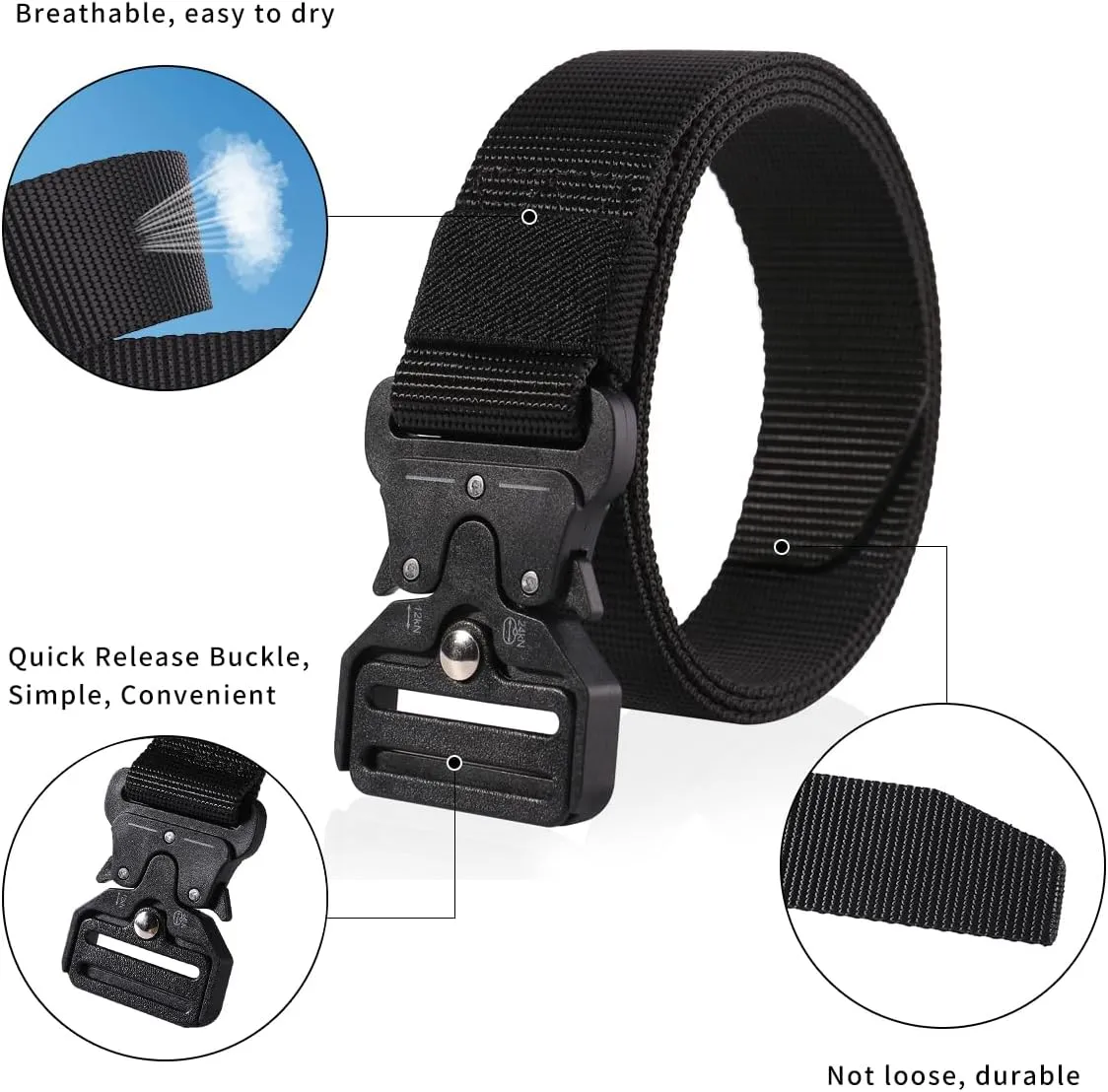 Nylon Belts for Men 1.5inch Military Tactical Belt Adjustable Slide Plastic Buckle Web Canvas Belt Outdoor