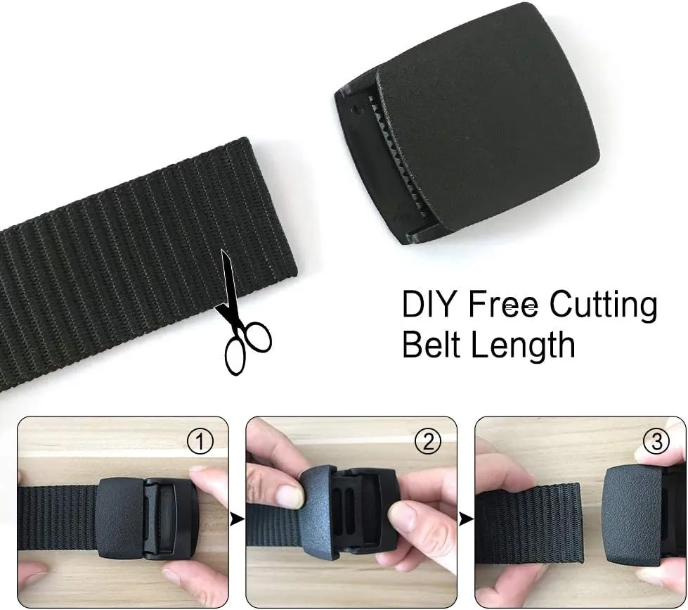 Nylon Belts for Men 1.5inch Military Tactical Belt Adjustable Slide Plastic Buckle Web Canvas Belt Outdoor