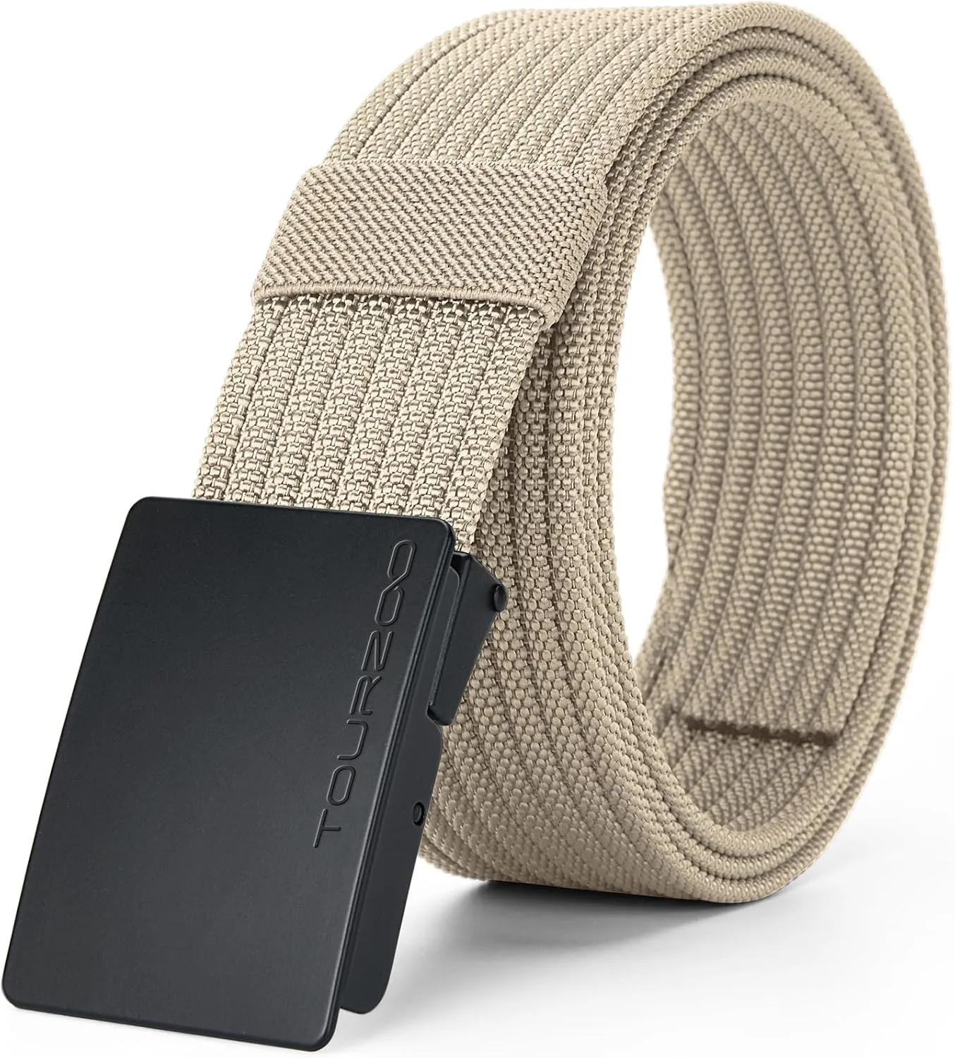Nylon Military Tactical Belts for Men 1.5" No Holes Adjustable Webbing Canvas Belt for Hiking, Casual & Outdoor