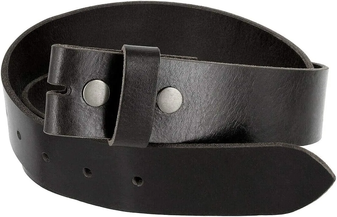 One Piece Full Grain Buffalo Leather Replacement Belt Strap 1-1/2" wide, Big and Tall Size Up to 60"