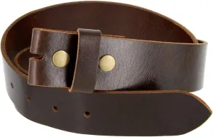 One Piece Full Grain Buffalo/Oil Tanned Leather Replacement Belt Strap or Belt with Buckle 1-1/2" (38mm) wide