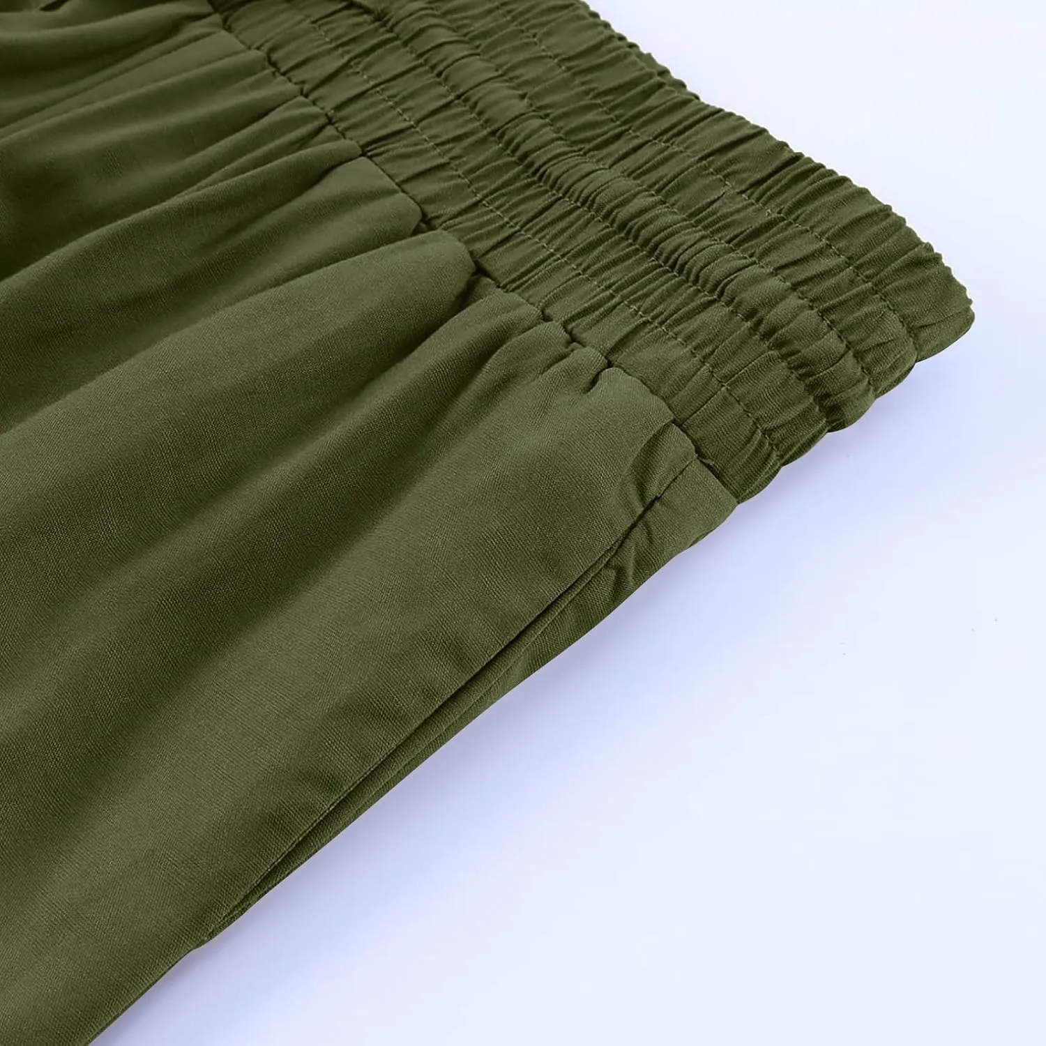 Pants for Women Loose Drawstring Elastic Waist Palazzo Pants Flowy Wide Leg Pant Casual Straight Leg Trousers for Beach