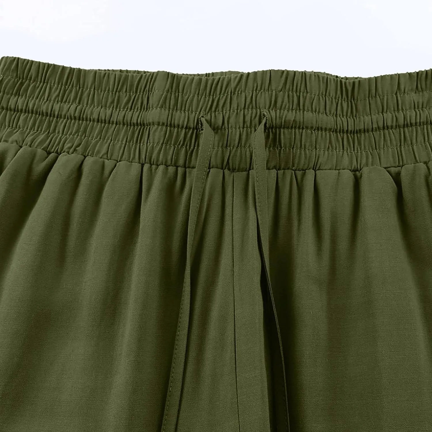 Pants for Women Loose Drawstring Elastic Waist Palazzo Pants Flowy Wide Leg Pant Casual Straight Leg Trousers for Beach