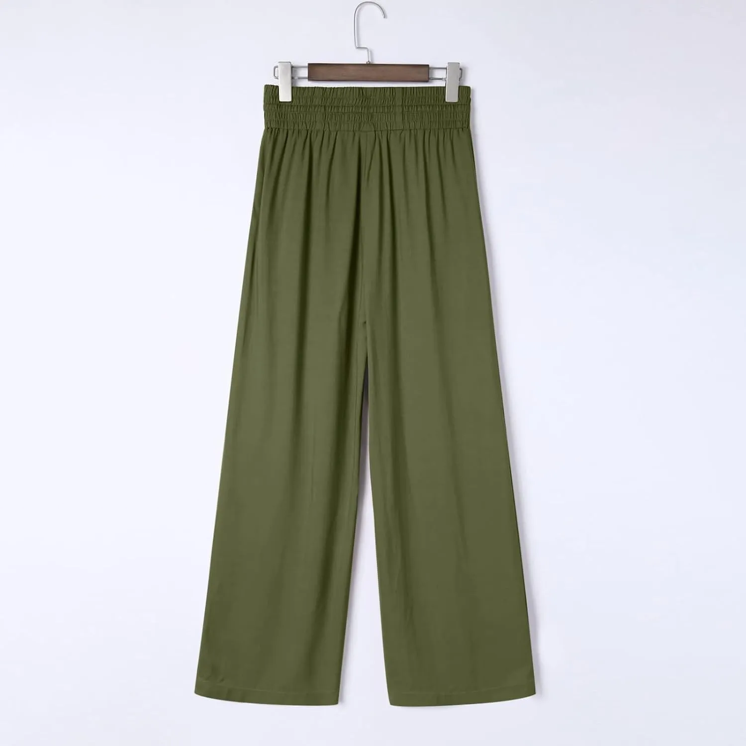 Pants for Women Loose Drawstring Elastic Waist Palazzo Pants Flowy Wide Leg Pant Casual Straight Leg Trousers for Beach