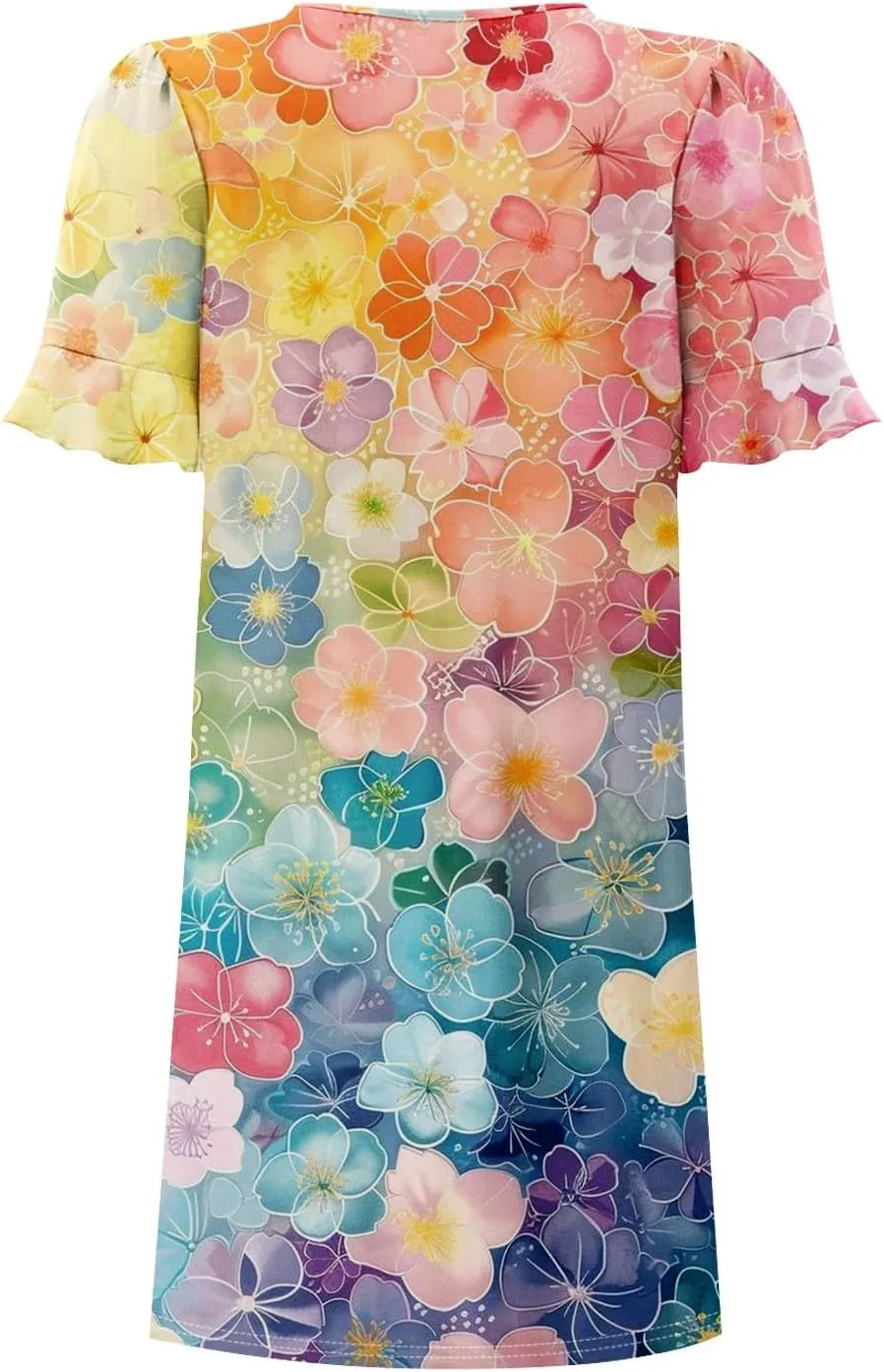 Plus Size Easter Dresses for Curvy Women Summer Casual Shift Ruffle V Neck Short Sleeve Beach Dress with Pockets