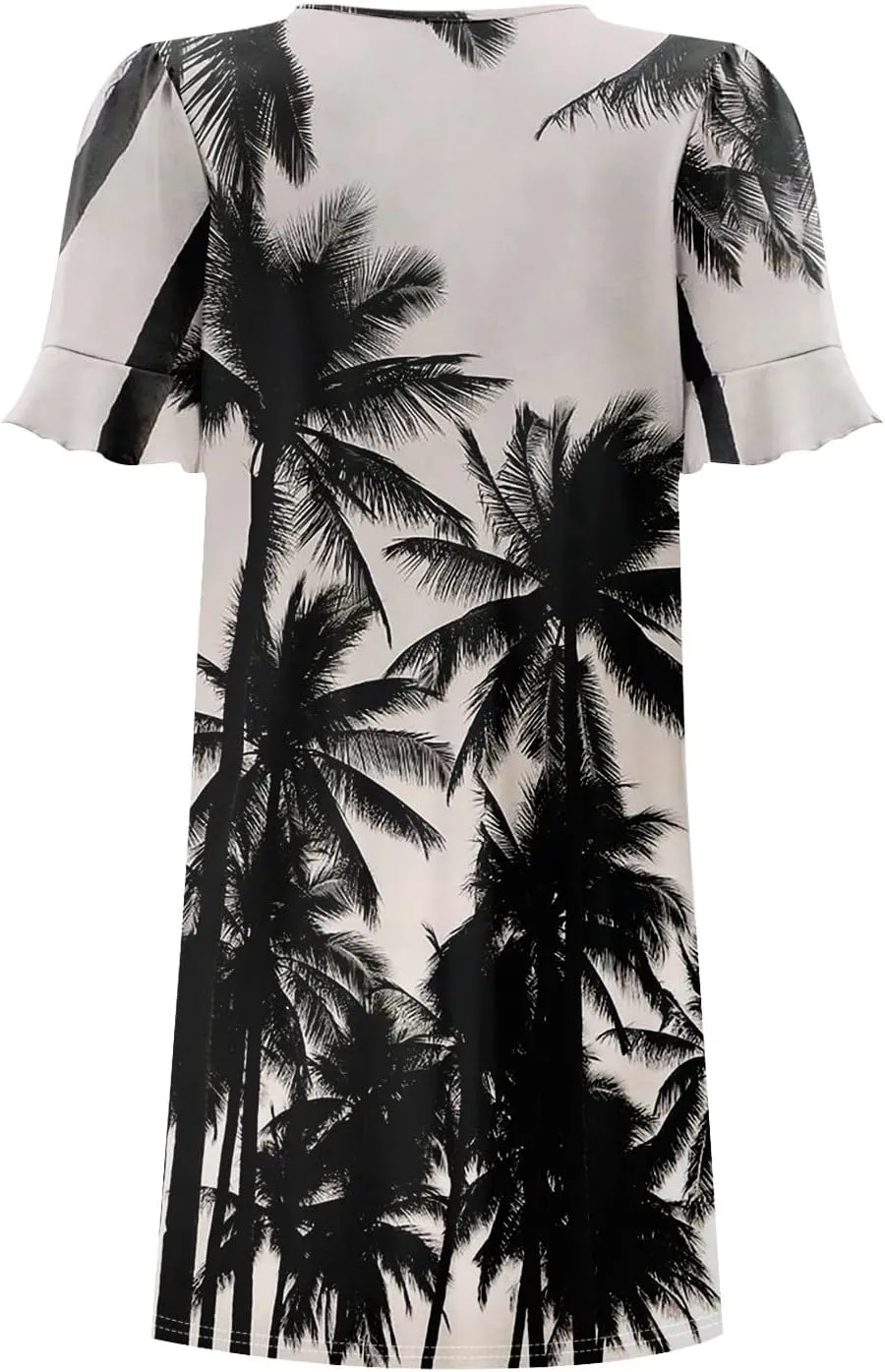 Plus Size Easter Dresses for Curvy Women Summer Loose Shift Ruffle V Neck Short Sleeve Beach Dress with Pockets