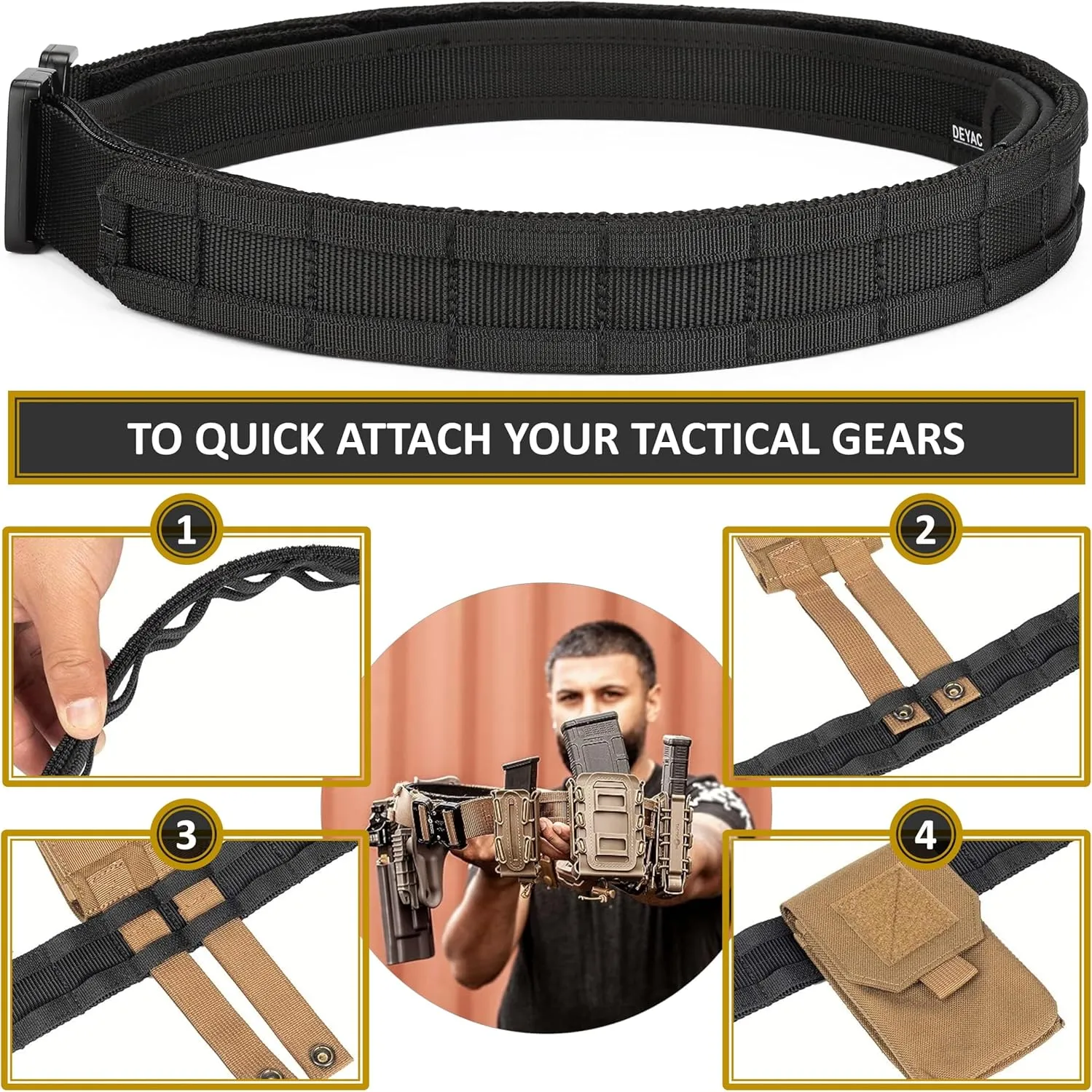 Quick Release Battle Belt, 1.75'' Tactical MOLLE Heavy Duty Belt and 1.5'' EDC Inner Belt for Law Enforcement, Shooter