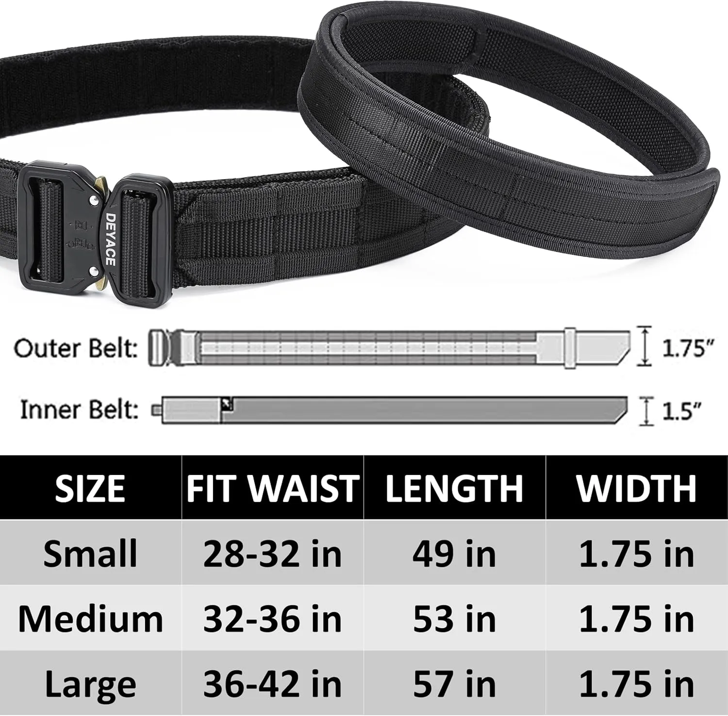 Quick Release Battle Belt, 1.75'' Tactical MOLLE Heavy Duty Belt and 1.5'' EDC Inner Belt for Law Enforcement, Shooter
