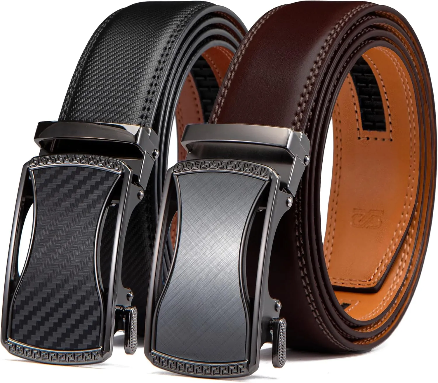 Ratchet Belts for Men 2 Pack - Mens Belt Leather with 35mm in Gift Set Box