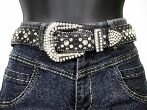 rhinestone belt celebrity western bling vegan leather mock croc belts