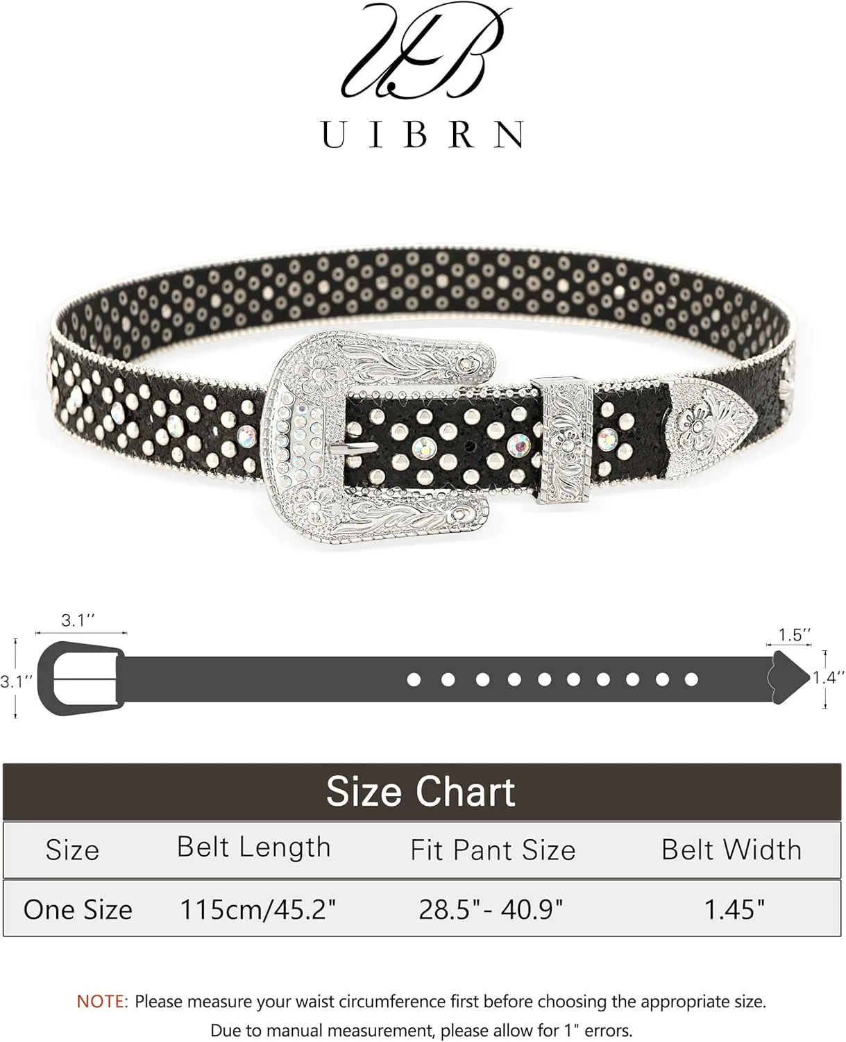 Rhinestone Belts for Women Men, Bling Studded BB Belt for Western Cowboy Cowgirl Sparkly Diamond Bedazzled Leather Belt
