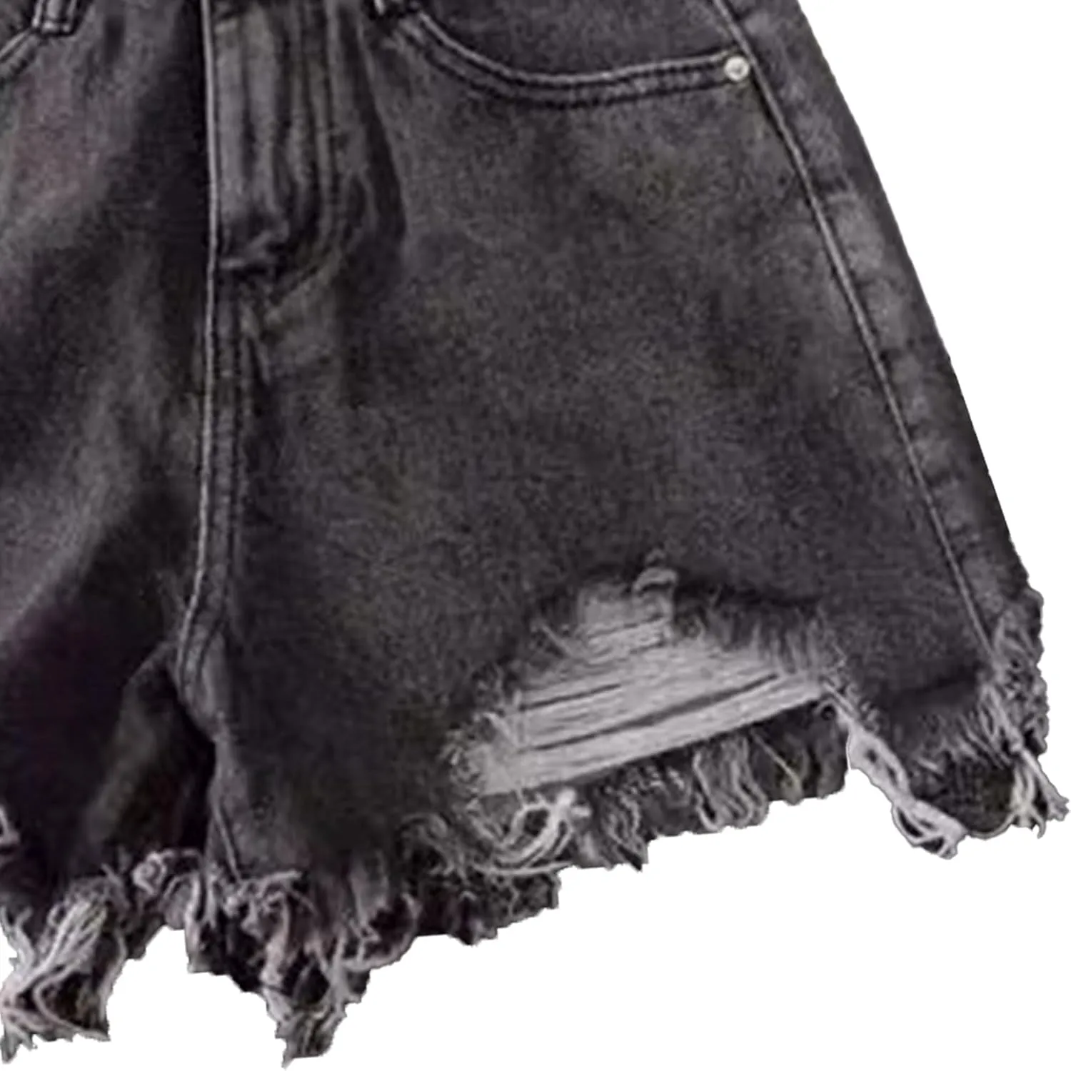 Ripped Jeans Womens High Waisted Irregular Frayed Raw Denim Shorts Summer Casual Shorts for Teen Girls