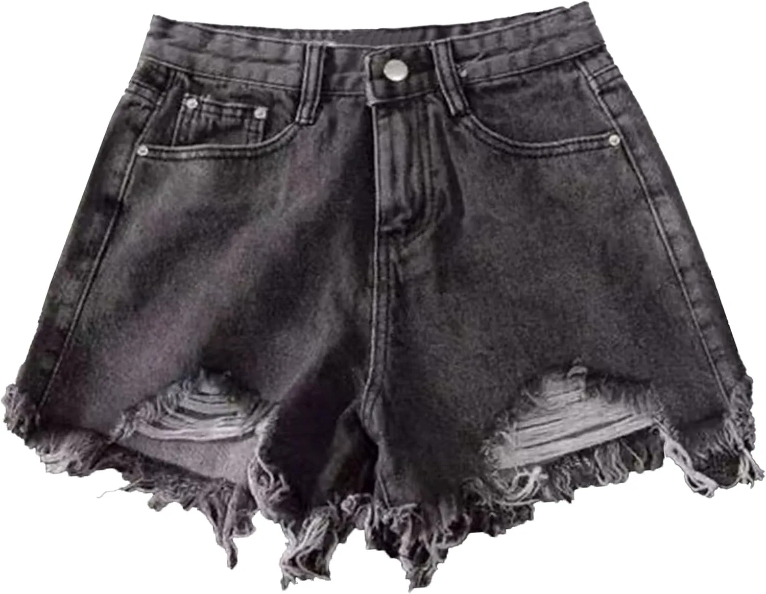 Ripped Jeans Womens High Waisted Irregular Frayed Raw Denim Shorts Summer Casual Shorts for Teen Girls