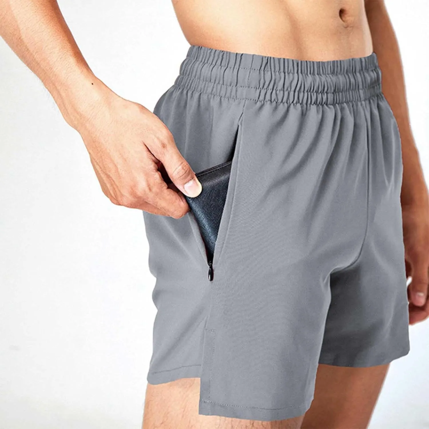 Running Shorts for Men with Zipper Pockets Stretch Waist Quick Dry Lightweight Breathable Gym Workout Athletic Shorts