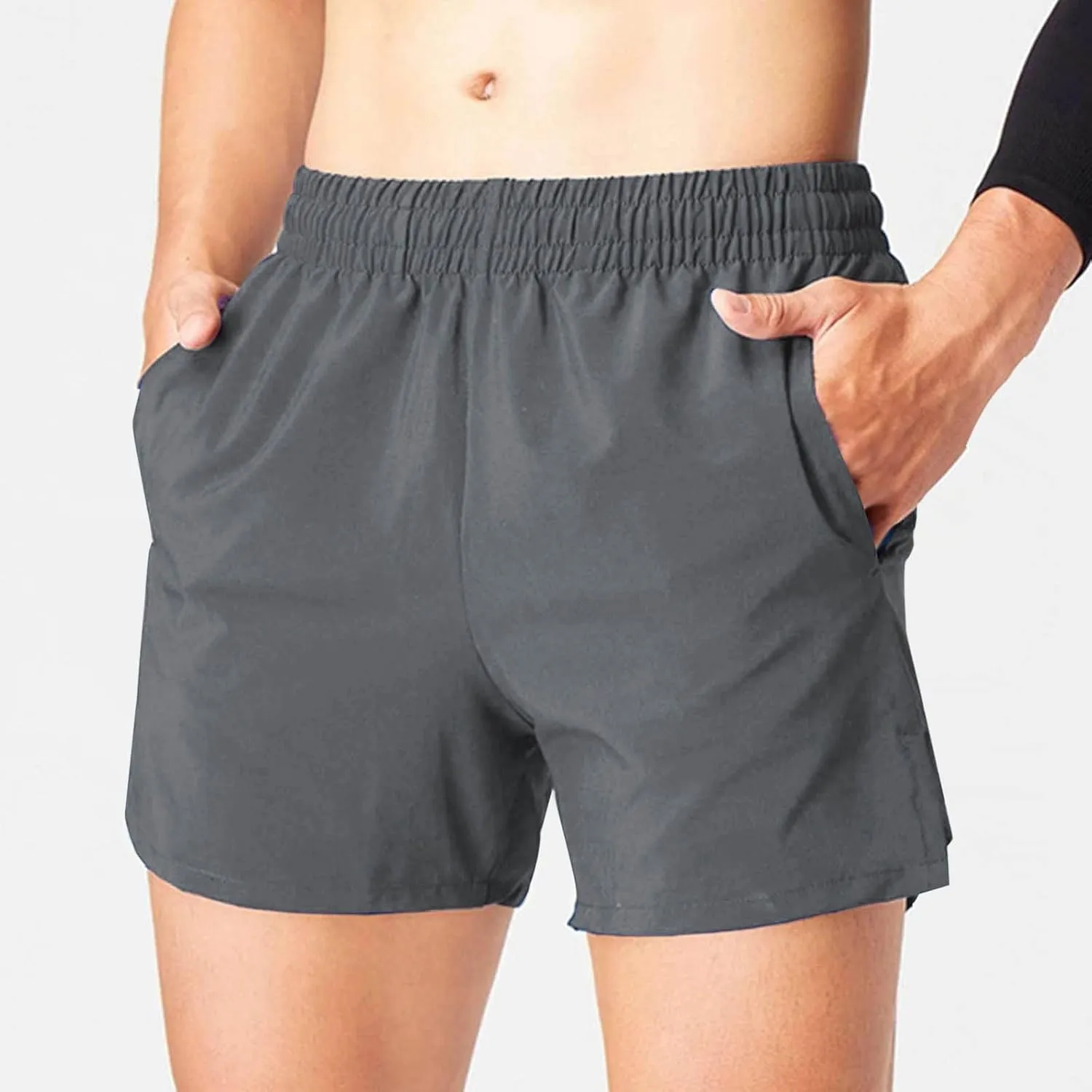 Running Shorts for Men with Zipper Pockets Stretch Waist Quick Dry Lightweight Breathable Gym Workout Athletic Shorts