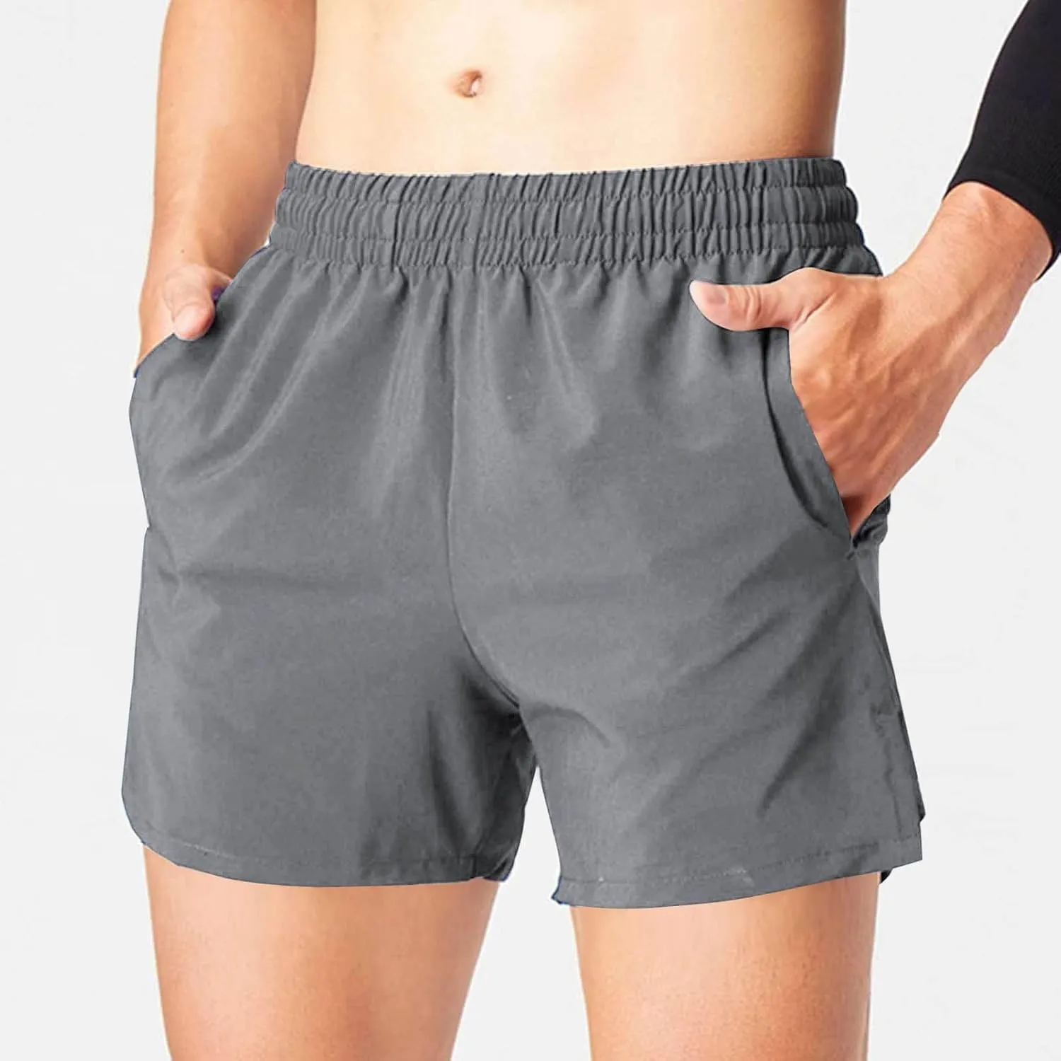 Running Shorts for Men with Zipper Pockets Stretch Waist Quick Dry Lightweight Breathable Gym Workout Athletic Shorts