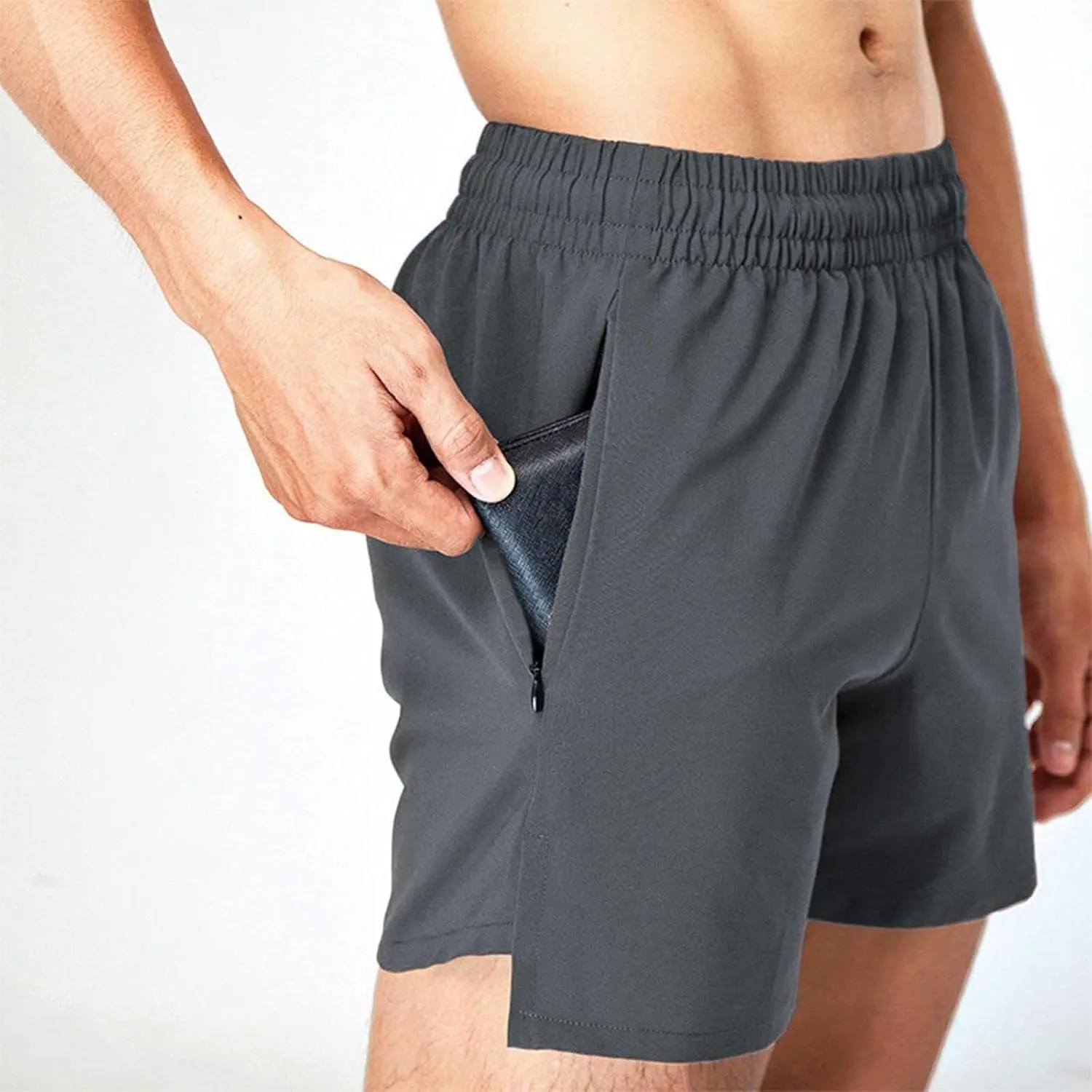 Running Shorts for Men with Zipper Pockets Stretch Waist Quick Dry Lightweight Breathable Gym Workout Athletic Shorts