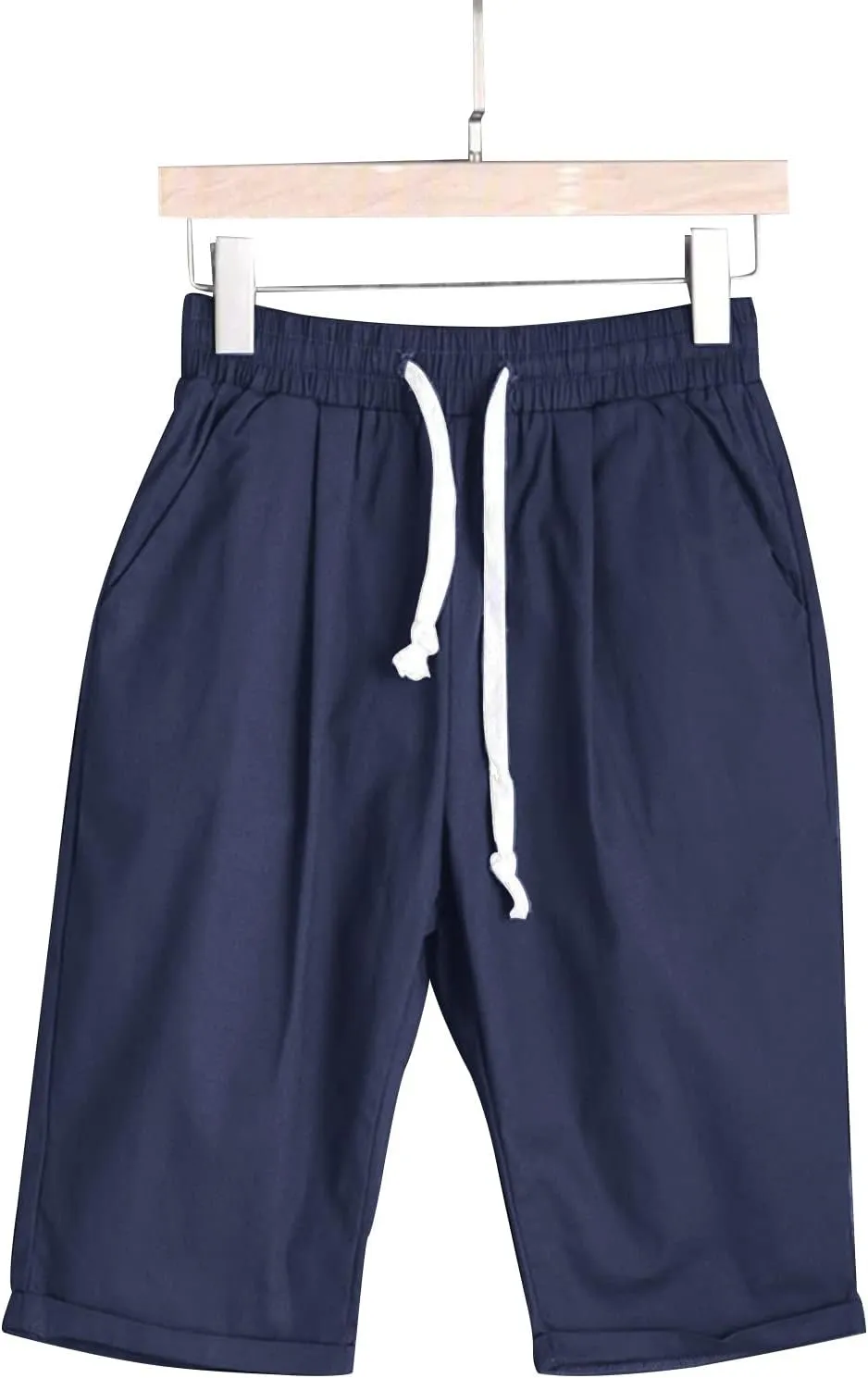 sdbrld Bermuda Shorts for Women Knee Length Casual Summer Drawstring Pull on Beach Shorts Womens Bermuda Shorts with Pockets